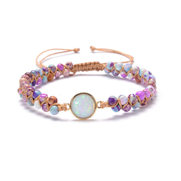 Stone Wrap Bracelets Femme Amethysts Opal String Braide