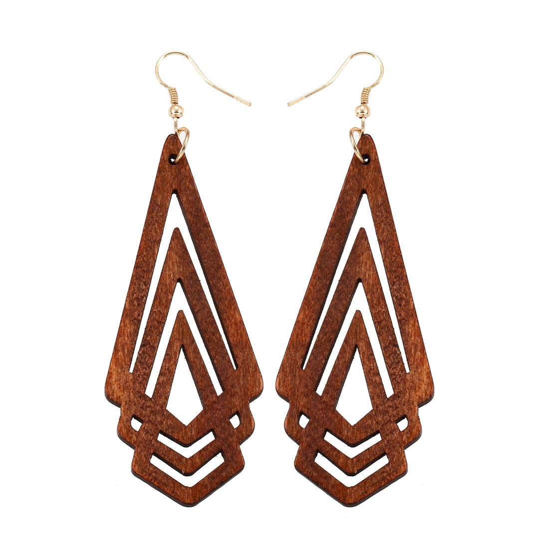 Geometric earrings in wood-Eco-friendly design