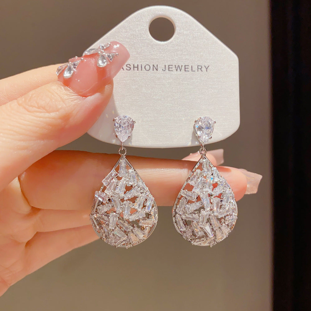 Eaioncol Full CZ Teardrop Drop Earrings Gold Silver 4