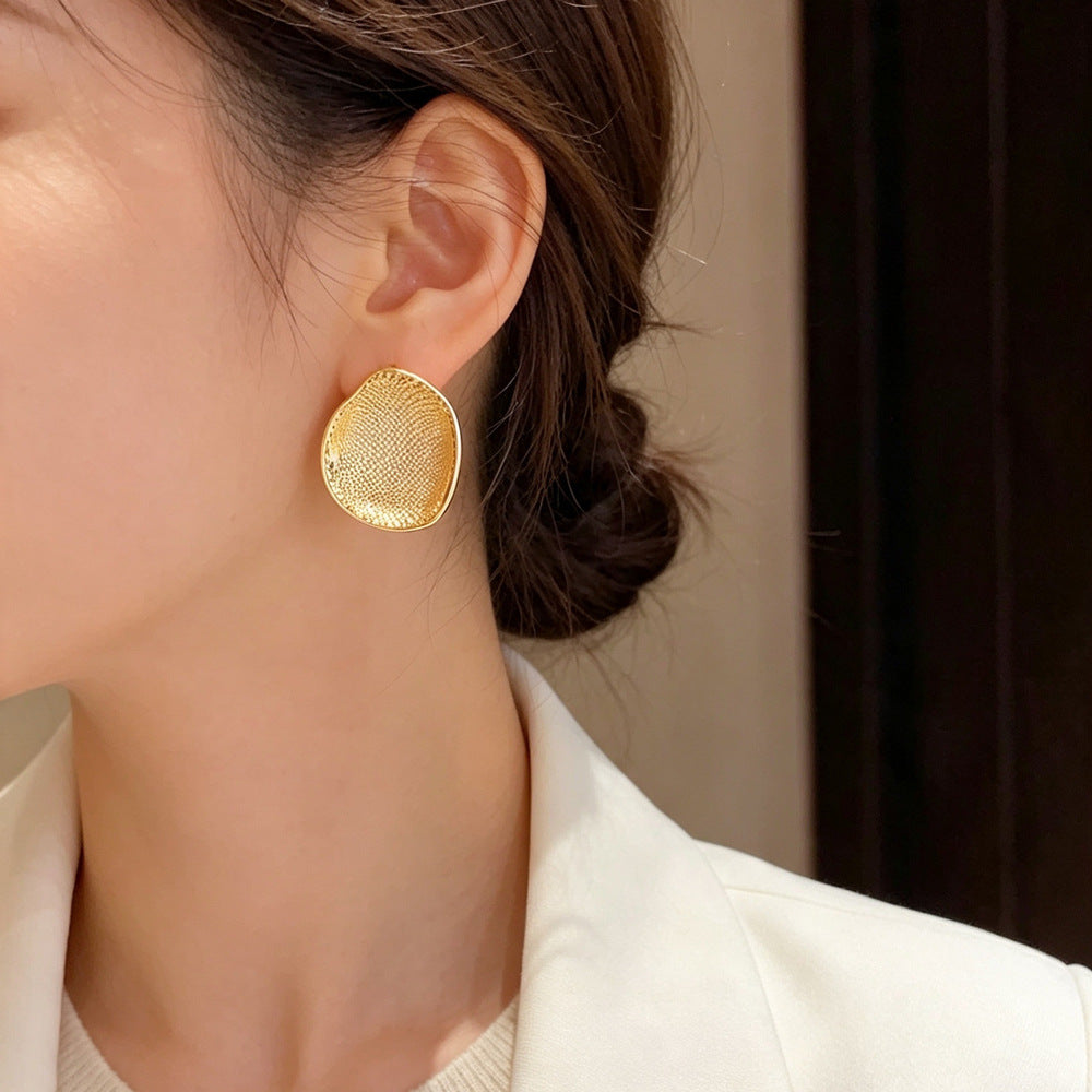 Eaioncol Irregular Circle Hoop Earrings Gold Silver 1