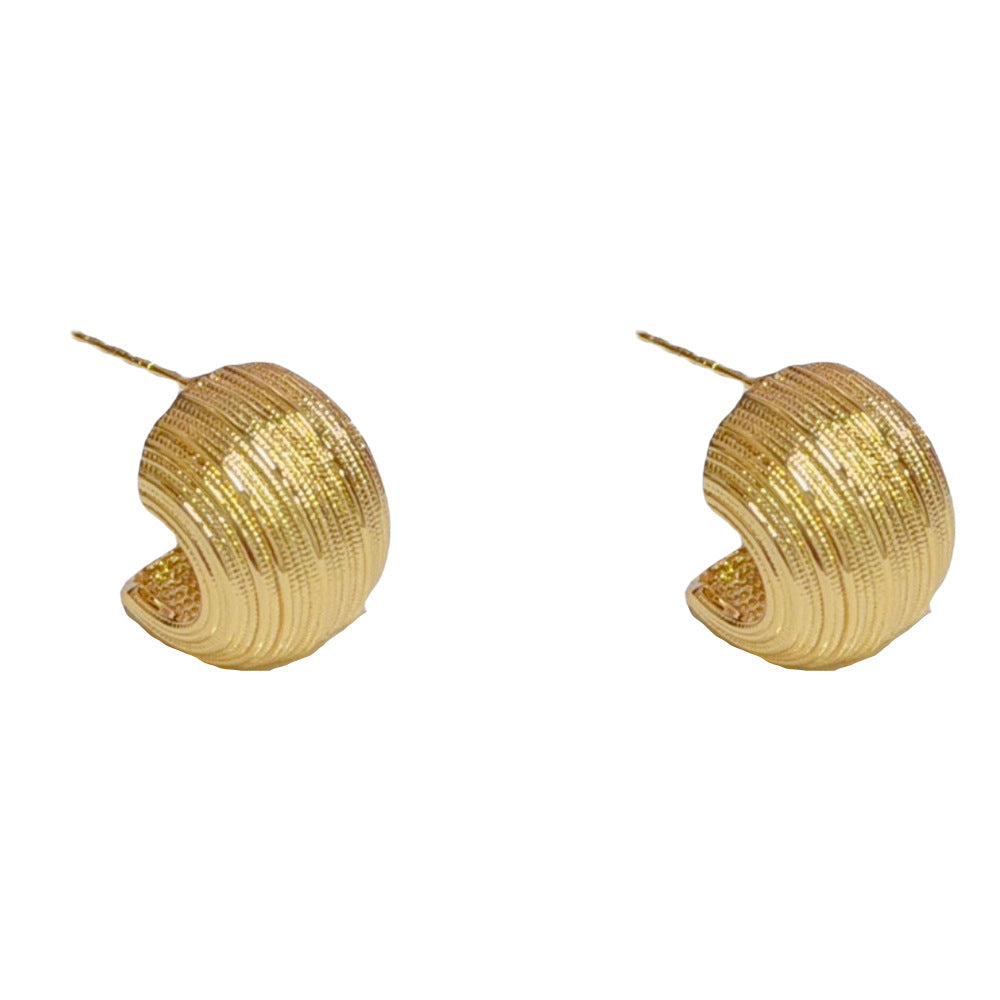 Eaioncol Textured C Hoop Earrings Gold Silver