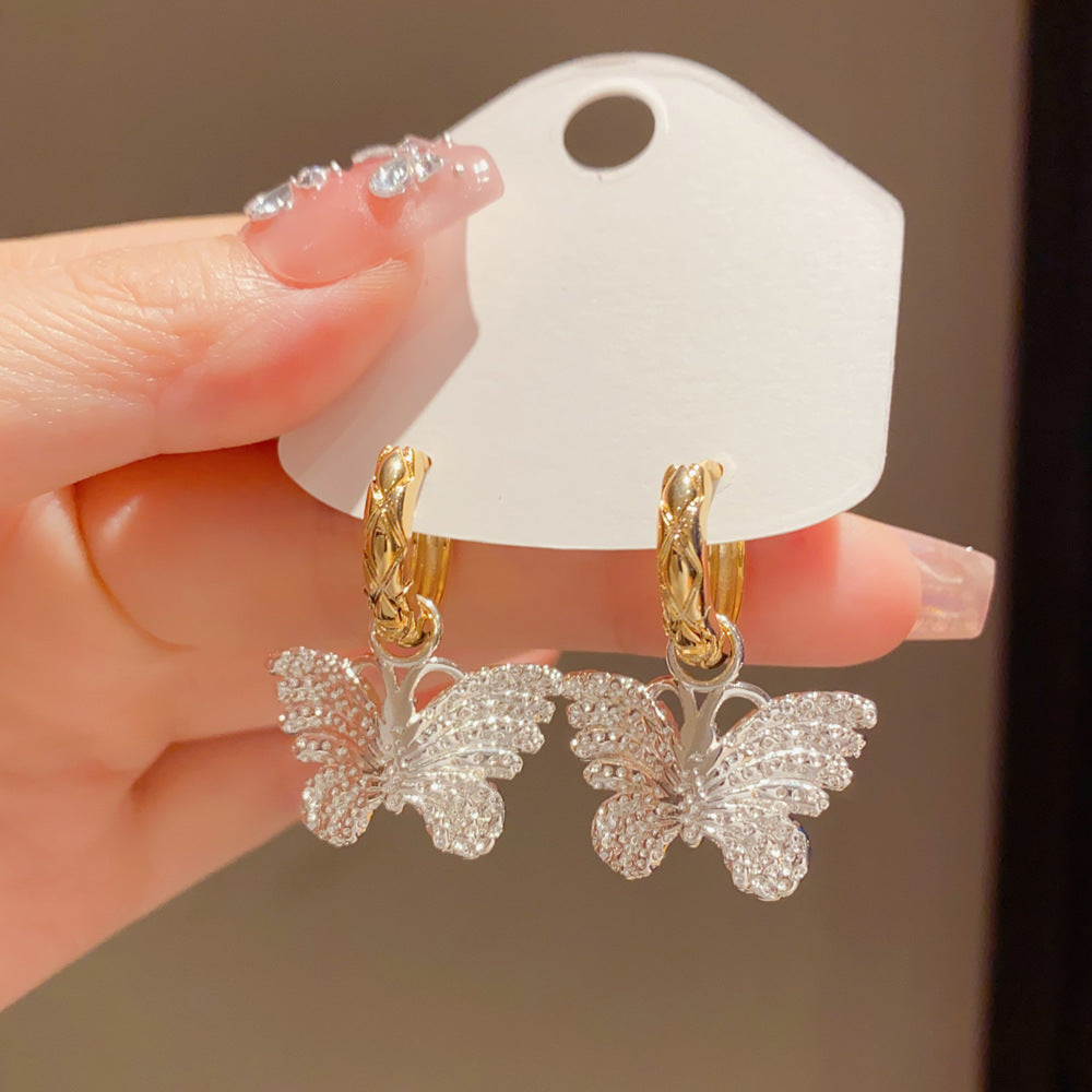 Eaioncol Two-Tone Butterfly Earrings Gold Silver 4