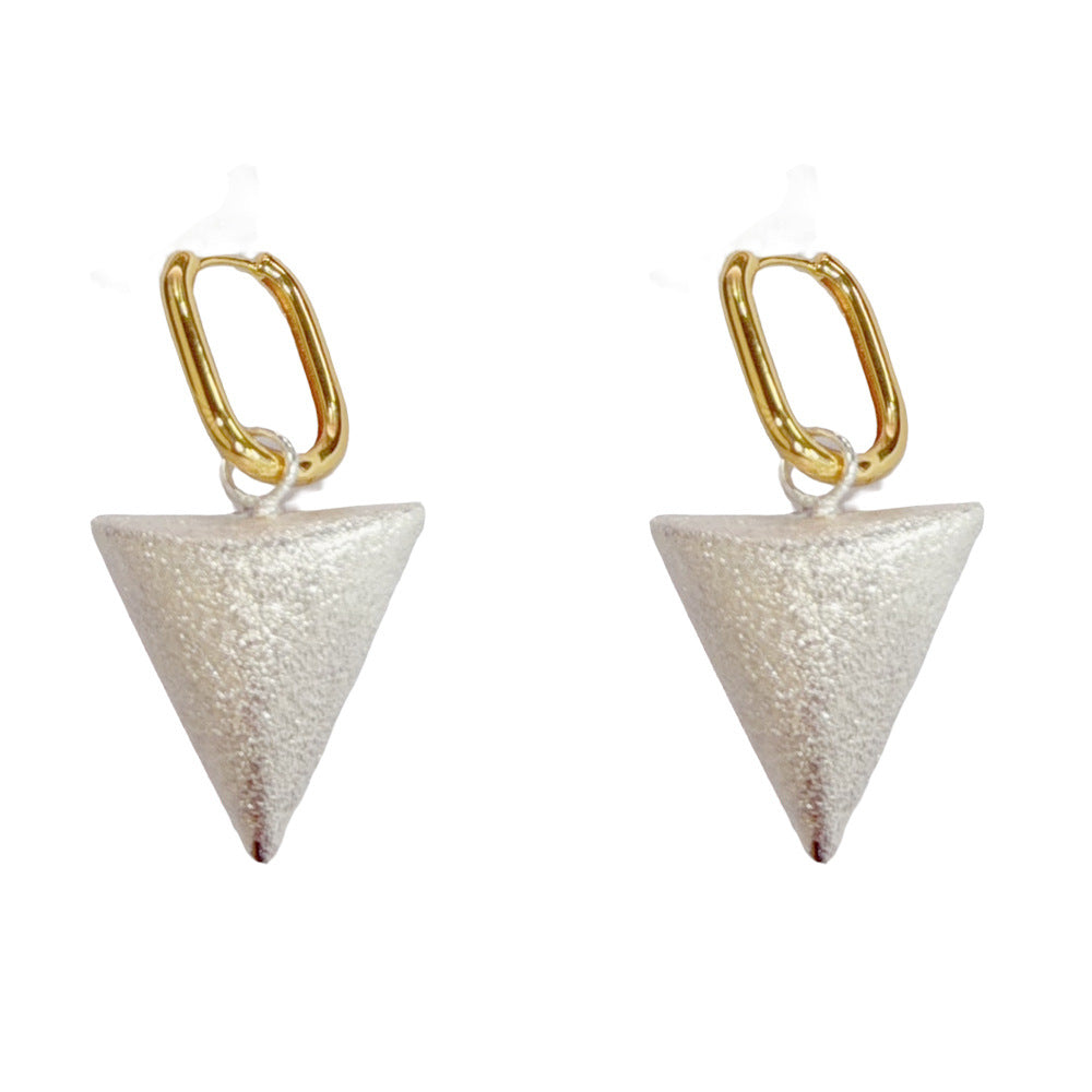 Eaioncol Two-Tone Matte Triangle Drop Earrings Gold Silver 5