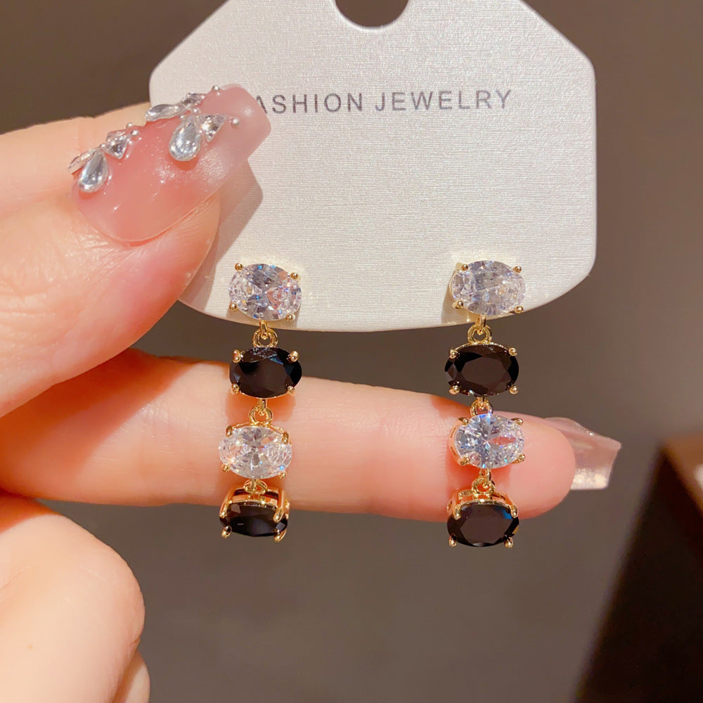 Eaioncol Two‑Tone CZ Tassel Drop Earrings Gold 3
