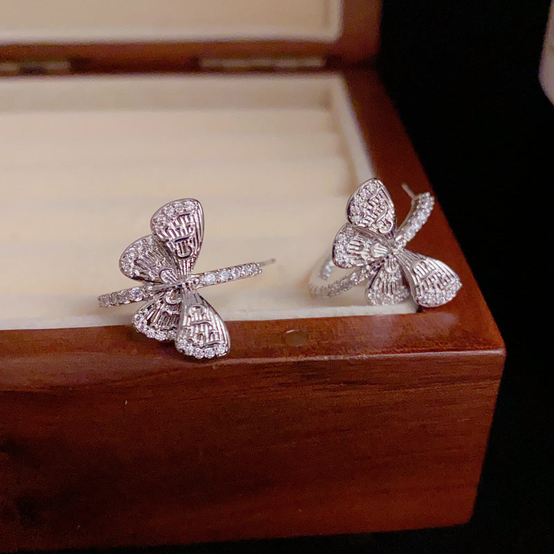 14K Gold-Plated Metal Butterfly C-Shaped Hoop Earrings -Chic & Elegant