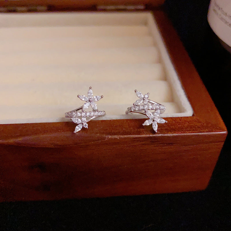 14K Gold Luxury Zircon Butterfly & Flower Earrings – Elegant Design