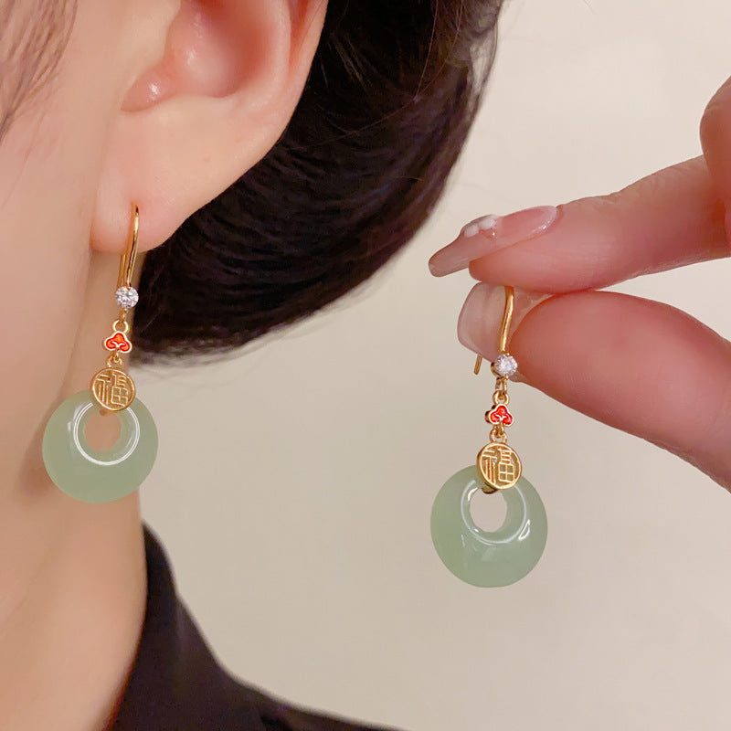 Luxury Long Tassel Drop Earrings – Auspicious Chinese Blessing Design