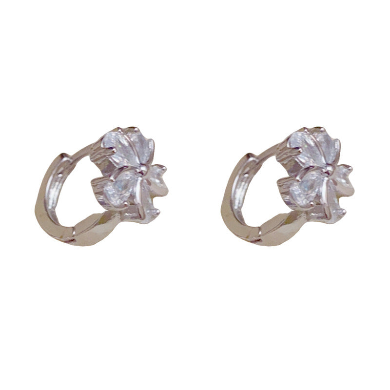 14K Gold-Plated Silver Flower Mini Hoop Earrings–Elegant Floral Design