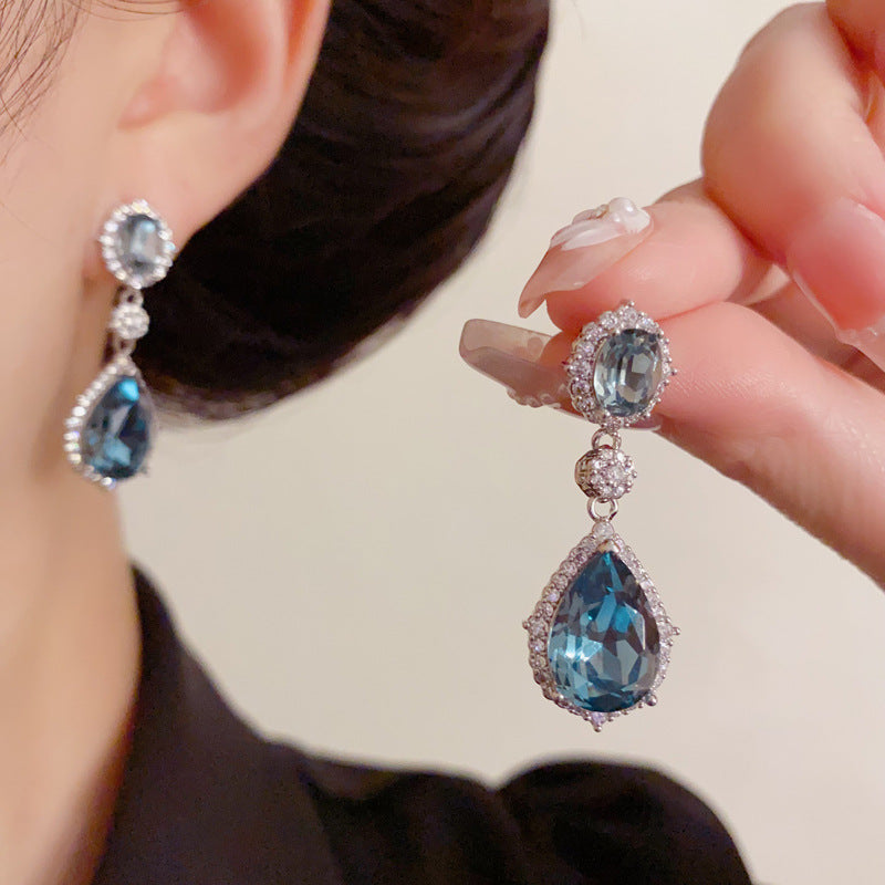 Luxury Zircon Teardrop Tassel Drop Crystal Earrings – Elegant Design