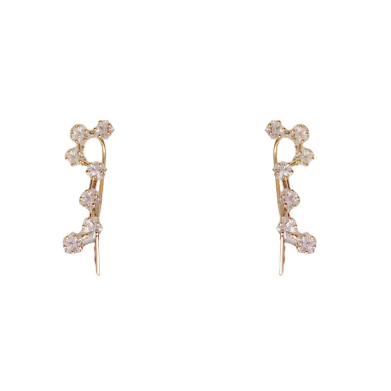 Luxury Zircon Star Linear Ear Crawler Earrings – Silver Needle Design