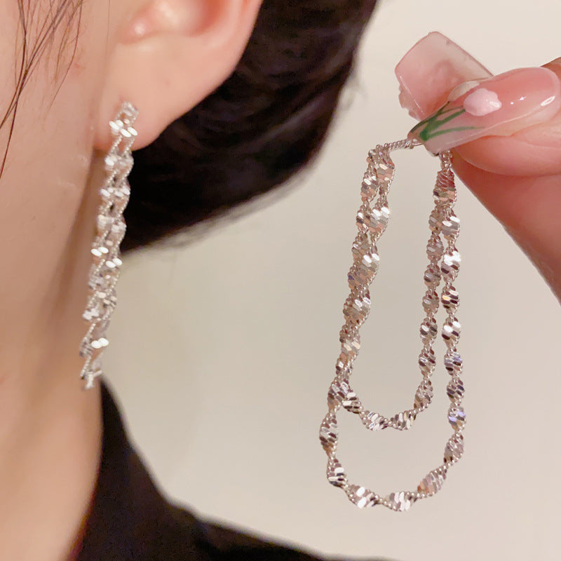 14K Gold-Plated Metal Chain Front & Back Drop Earrings – Chic Design