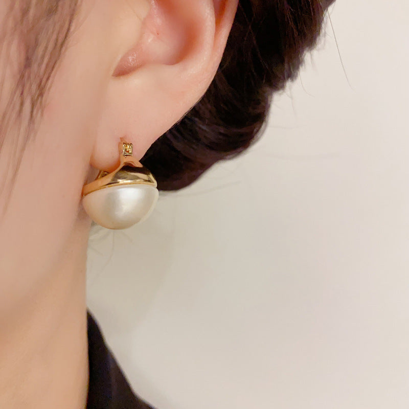14K Gold-Plated Round Pearl Earring Hooks - Timeless & Elegant Design