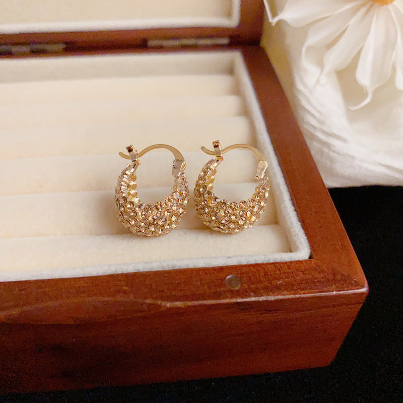 Elegant Full-Zircon U-Shaped Ear Cuff Earrings – Geometric Design