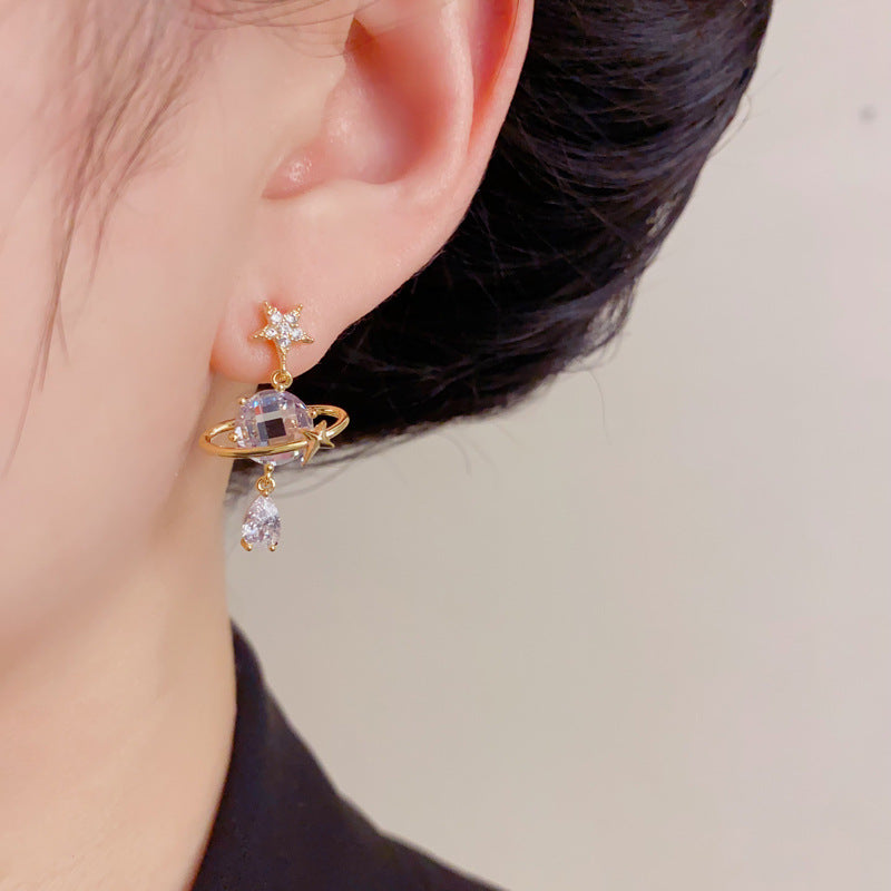 Elegant Sparkling Starfall Water Drop Earrings – Minimalist Design