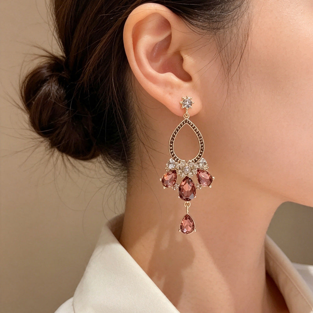 Eaioncol Retro Teardrop CZ Tassel Earrings 14K Gold Plated