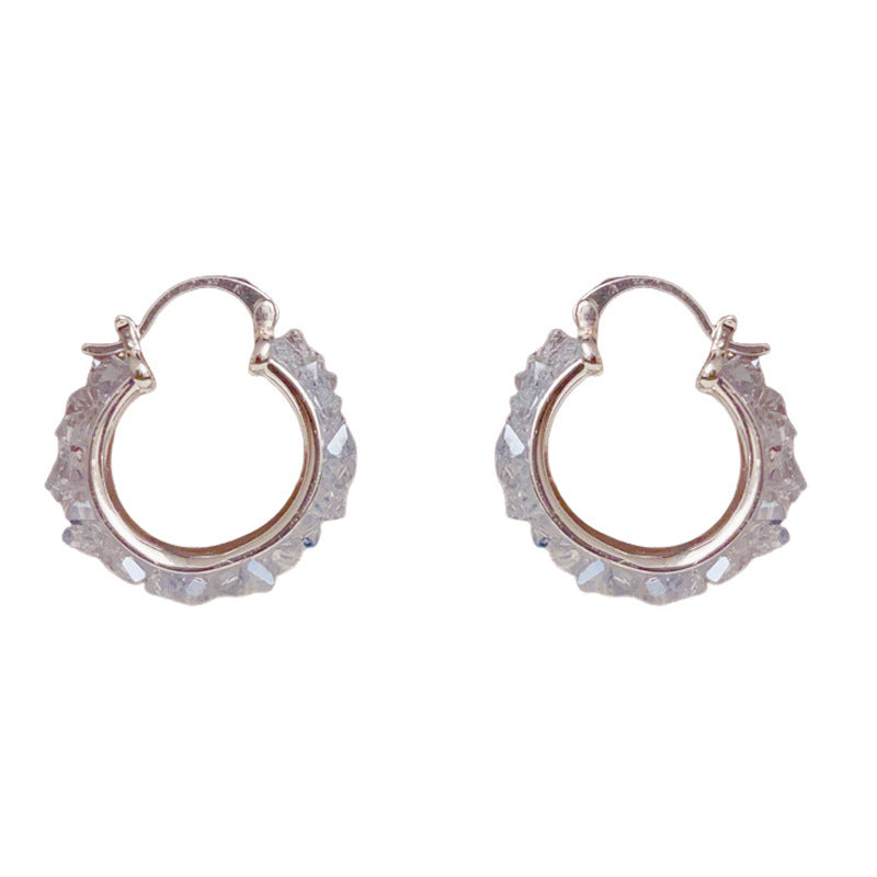 14K Gold Crystal Circle Hoop Earrings – Elegant Minimalist Style