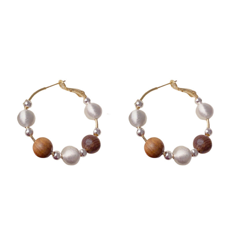 Luxury Metal Ball-Beaded Hoop Earrings – Elegant Retro Design