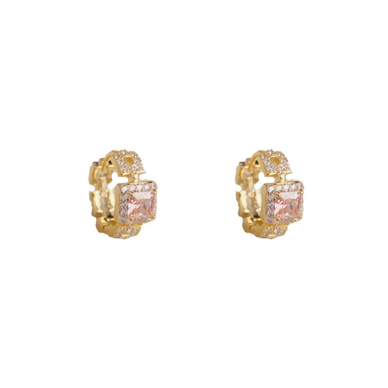 Gold & Silver Zircon Geometric Sugar Earrings - Chic Minimalist Design