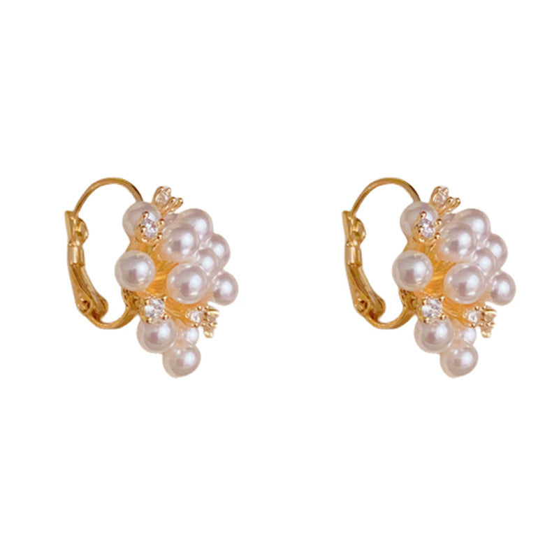 18K Gold Luxury Pearl Flower Bouquet Ear Cuff Earrings – Hoops Design