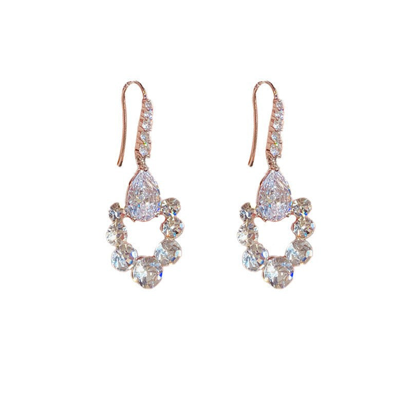14K Gold-Plated Zircon Waterdrop Hook Earrings – Elegance Design