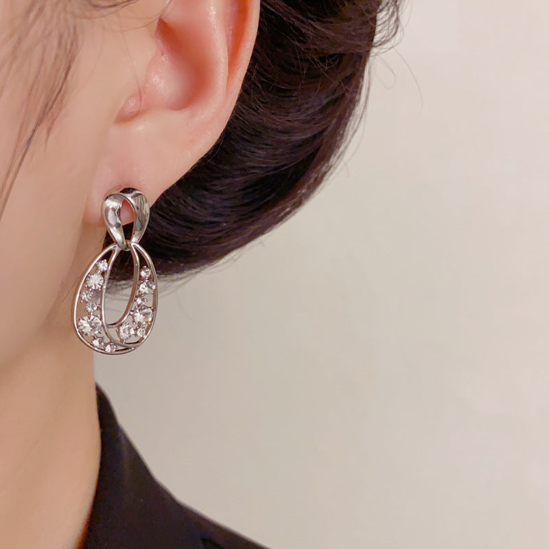 Luxury Zircon Hollow Geometric Drop Earrings – Elegant Design