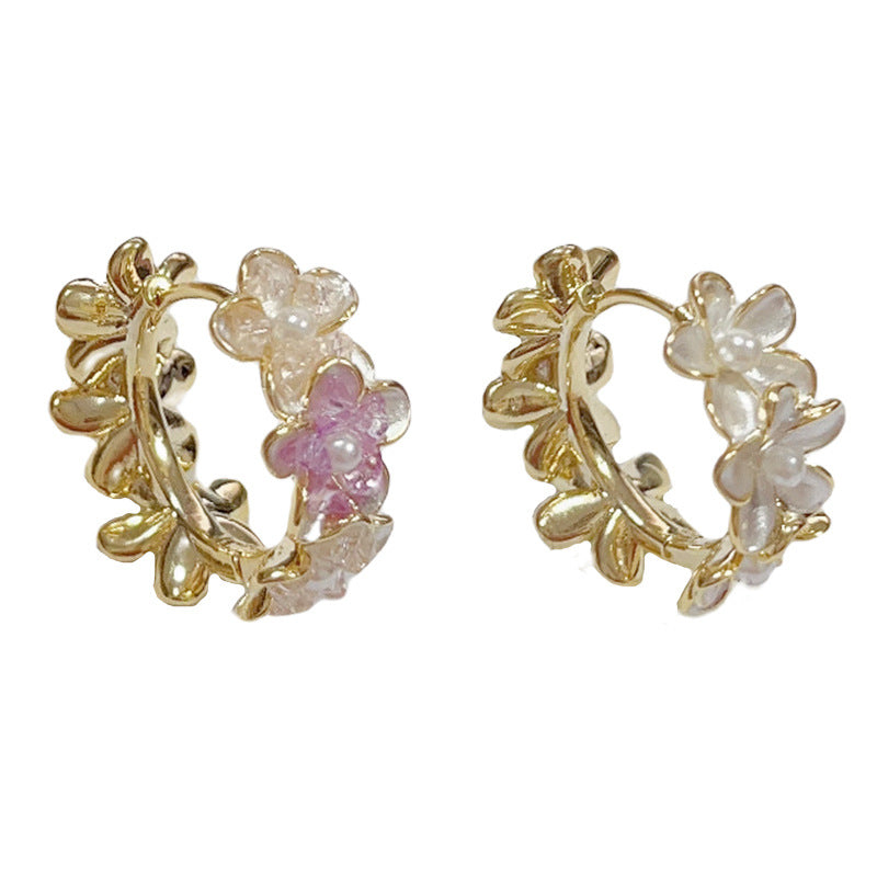 14K Gold-Plated Double-Sided Floral Hoop Earrings – Sweet Chic Design