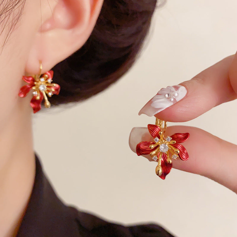 Elegant Zircon Metal Petal Ear Cuff Earrings – Floral Design