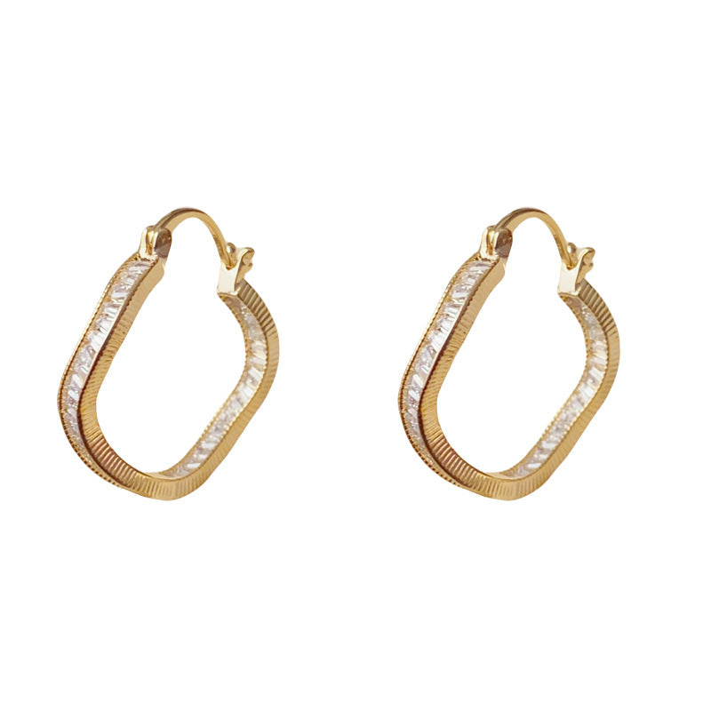 Luxury Zircon Irregular Geometric Hoop Earrings – Elegant Design