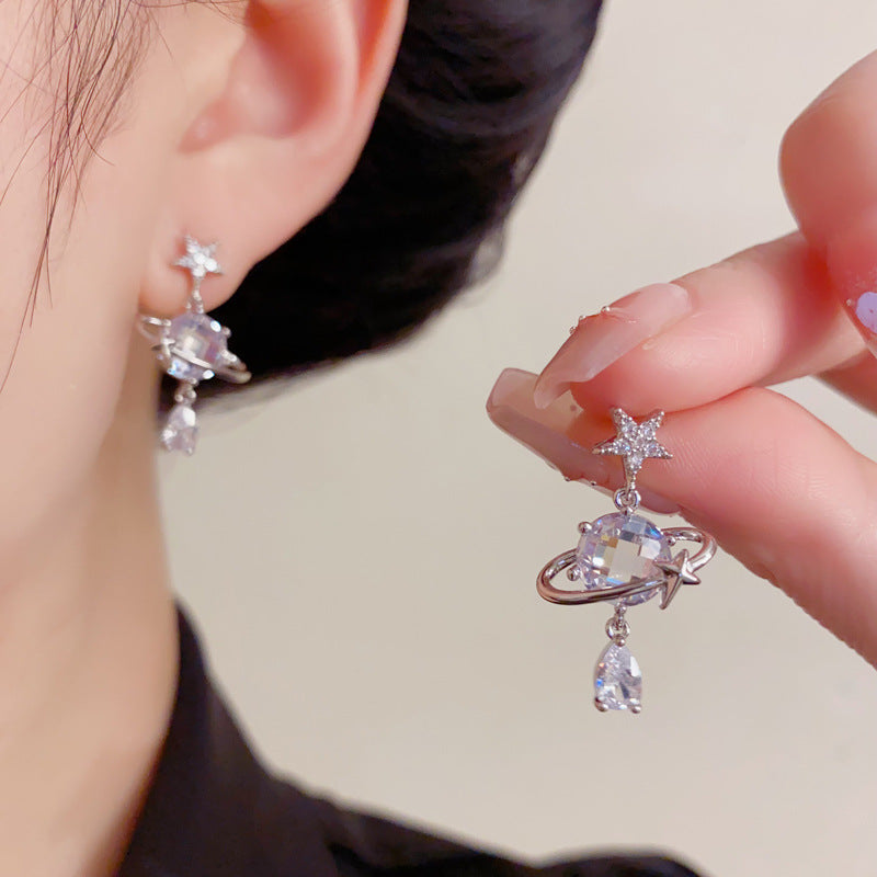 Elegant Sparkling Starfall Water Drop Earrings – Minimalist Design