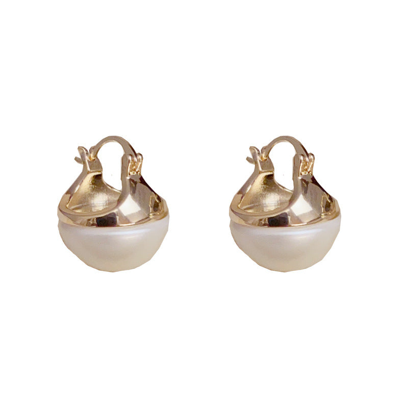 14K Gold-Plated Round Pearl Earring Hooks - Timeless & Elegant Design