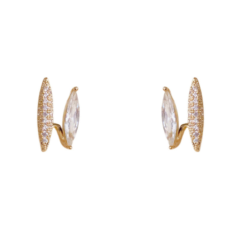 Luxury Double-Layer Zircon Grain Stud Earrings – Geometric Design