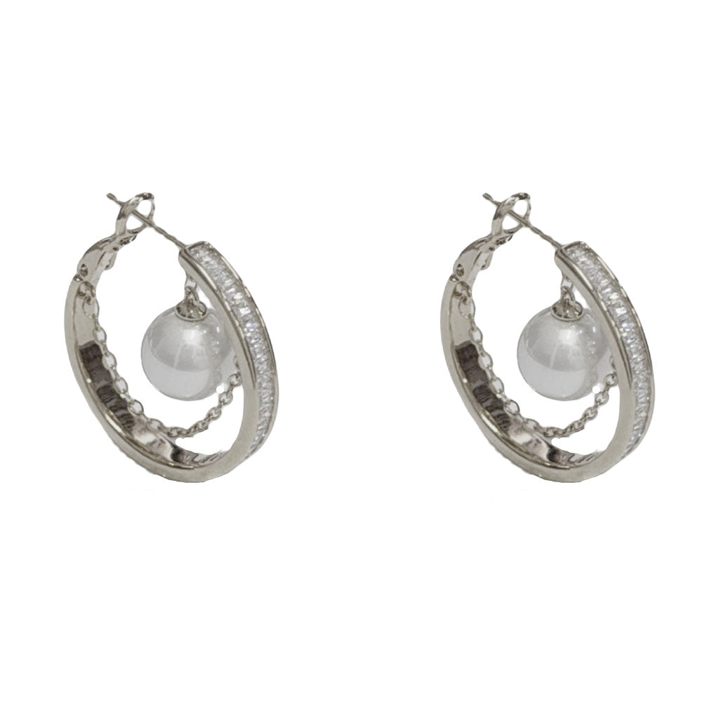 Eaioncol Geometric CZ Chain Hoop Earrings 14K Gold Silver Plated