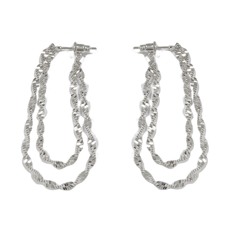 14K Gold-Plated Metal Chain Front & Back Drop Earrings – Chic Design