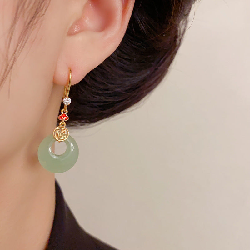 Luxury Long Tassel Drop Earrings – Auspicious Chinese Blessing Design
