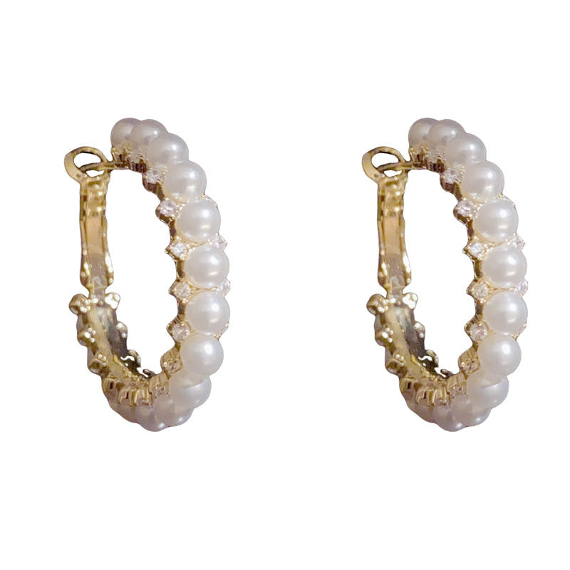 14K Gold-Plated Pearl Hoop Earrings – Chic & Minimalist Design