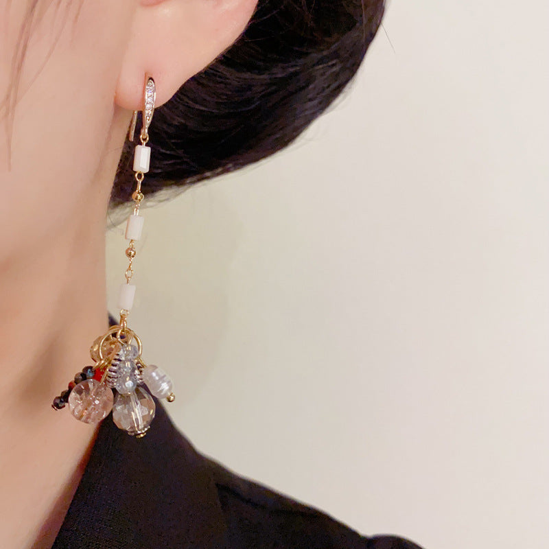 Elegant Handcrafted Beaded Tassel Drop Earrings – Geometric Design