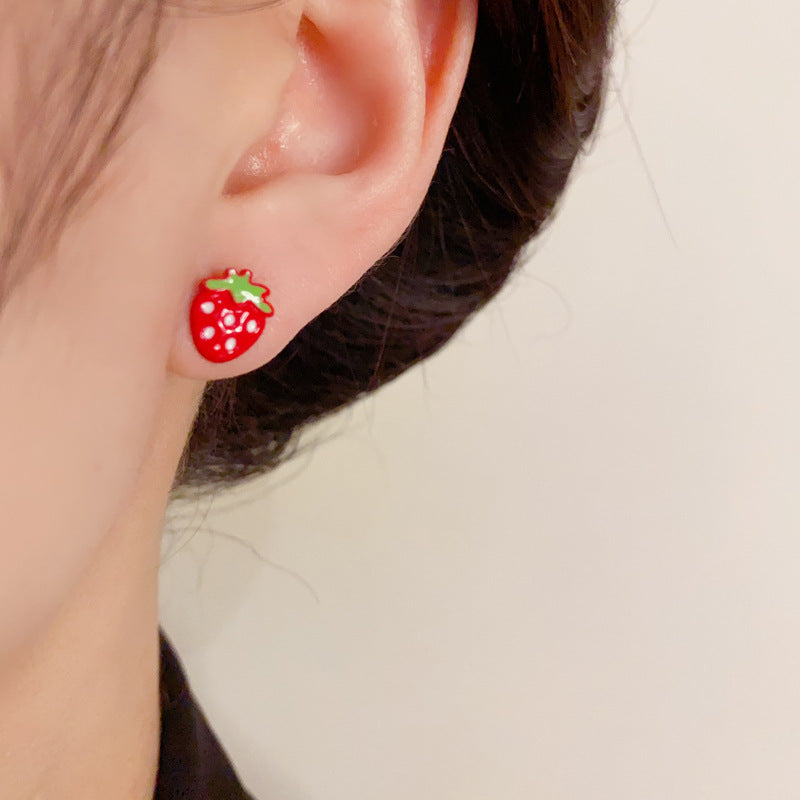 Colorful Strawberry Set & Cherry Set Stud Earring - Cute Chic Design