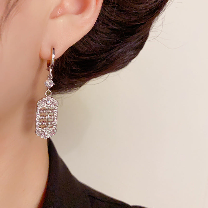 Elegant Zircon Abacus Ear Cuff Earrings – Geometric Design