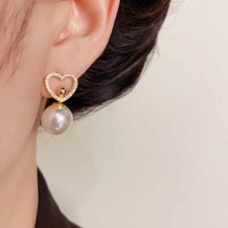 14K Gold-Plated Multi-Way Heart Pearl Earrings – Versatile & Chic