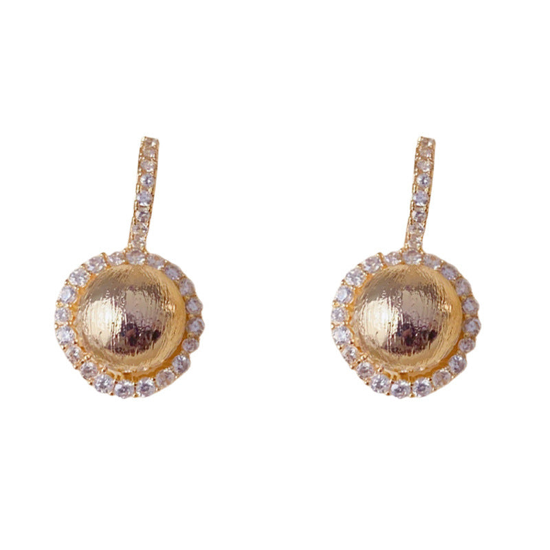 Elegant Zircon Metal Round Hoop Earrings – Retro Geometric Design