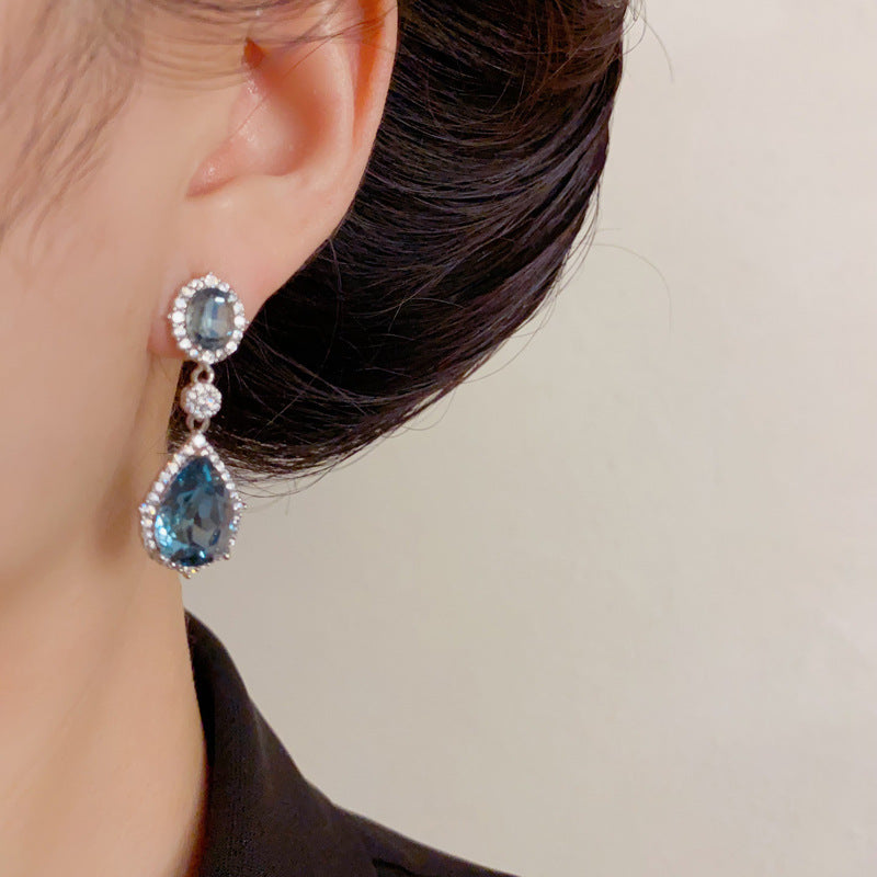 Luxury Zircon Teardrop Tassel Drop Crystal Earrings – Elegant Design