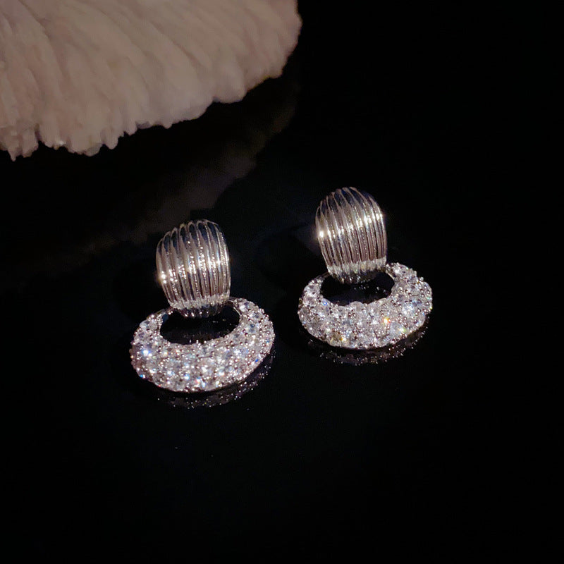 14K Gold-Plated Zircon Circle Hoop Earrings -Elegant Minimalist Design