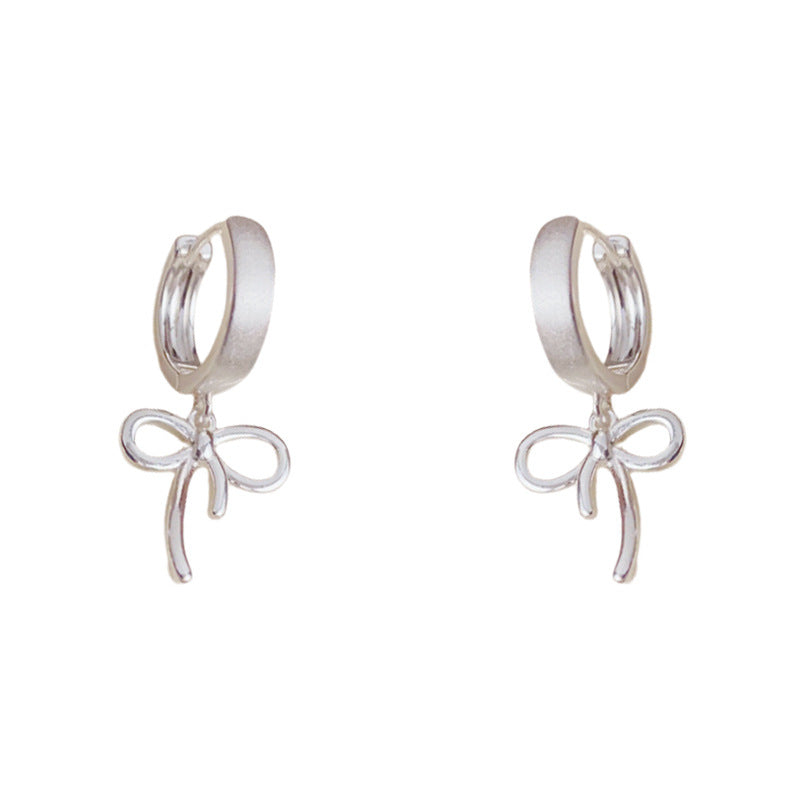 Luxury Brushed Metal Bow Ear Cuff Earrings – Elegant Design