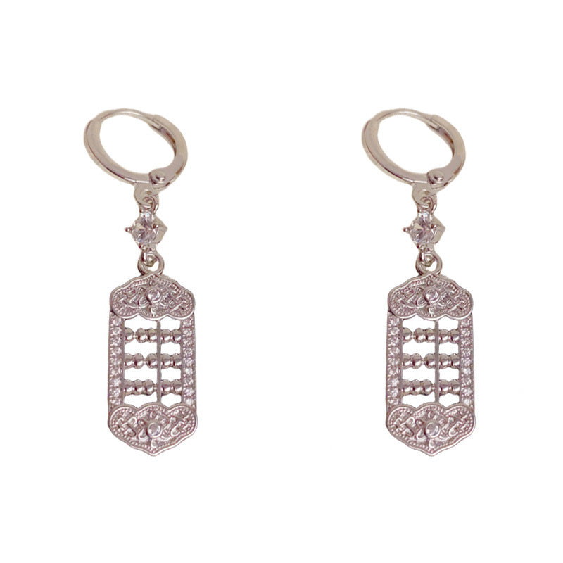 Elegant Zircon Abacus Ear Cuff Earrings – Geometric Design