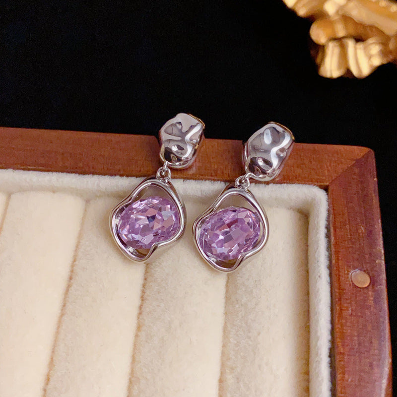 Luxury Metal Geometric Crystal Drop Earrings – Elegant Design