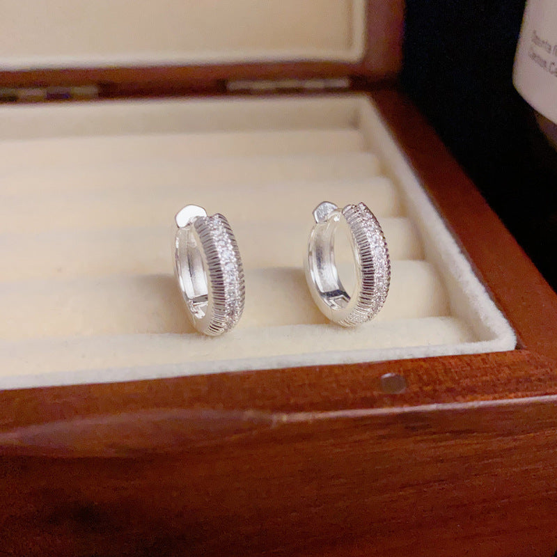 14K Gold Small Zircon Hoop Earrings – Minimalist Luxury Design