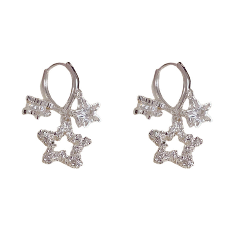 14K Gold Minimalist Metal Star Tassel Drop Earrings – Elegant Design