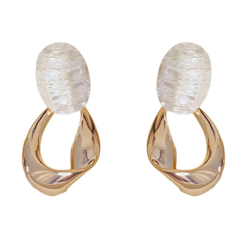 Eaioncol Oval Geometric Drop Earrings 14K Gold Plated