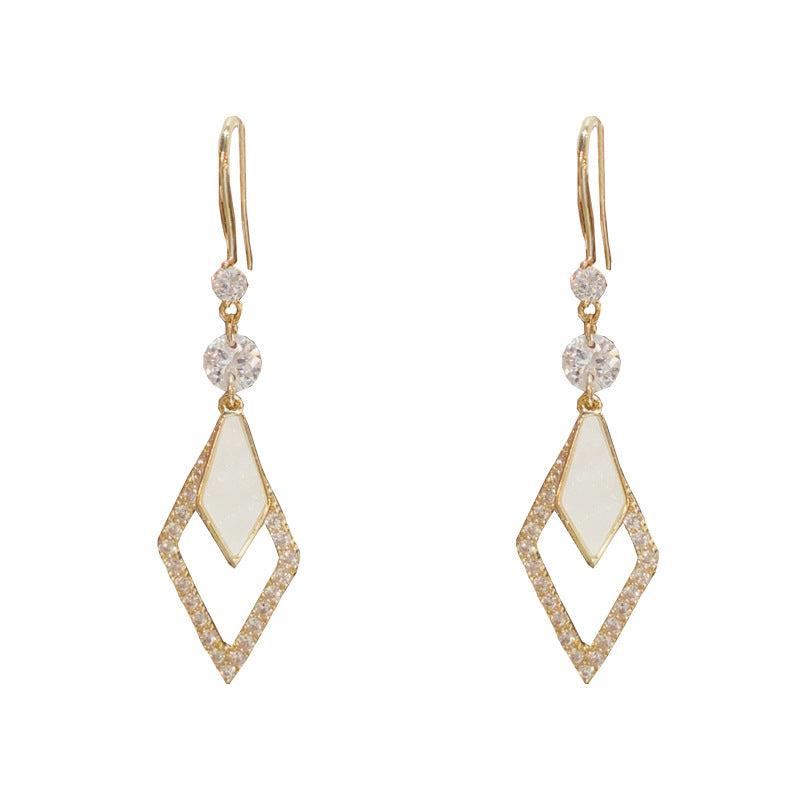 14K Gold Full Zircon Diamond Tassel Earrings - Chic Retro Design