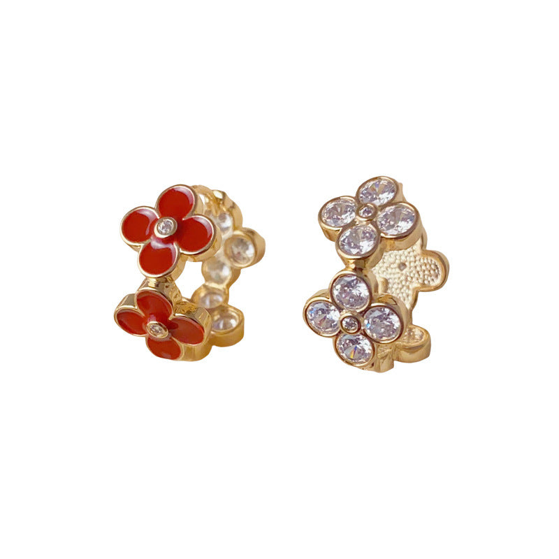 Luxury Double-Sided Zircon Four-Leaf Clover Ear Cuff – Elegant Design
